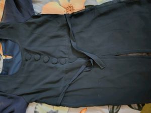 Blue Sheer Top with Button Pattern👗