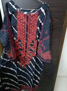 Black Embroidered Kurta Lawn