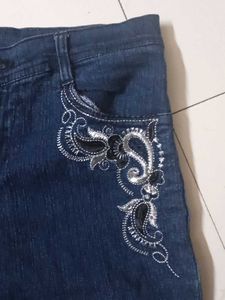 Embroidered Denim Shorts