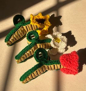 Crochet Flower Hair Clips - Set of 3
