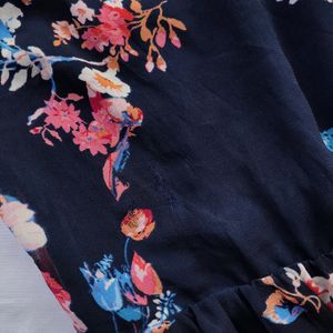 BERSHKA FLORAL STRAPLESS DRESS