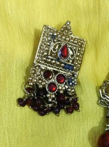 Maroon Beaded Necklace &amp; Earrings Set