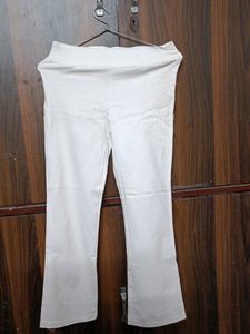 White Stretchable Flared Bottom Pants✨