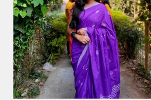 Purple Floral Saree with readymade blouse