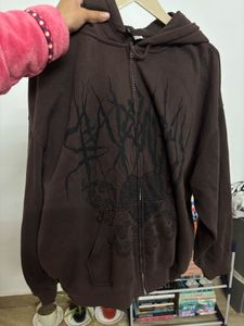 Brown Graphic Print Hoodie