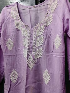 Elegant Lavender Embroidered Kurta