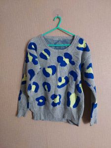 Animal Print Blue Sweater