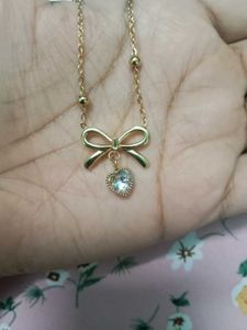 Bow With Heart Necklace