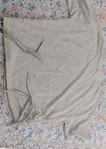 👕 Light Grey Casual Tie-Detail Top 👕