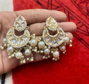 White Moti Pearl Jhumka