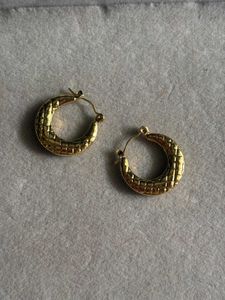 Gold Textured Hoop Earrings