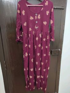 Maroon Printed Kurta