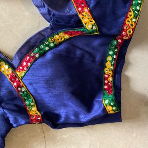 Vintage-Inspired Blue Embellished Blouse
