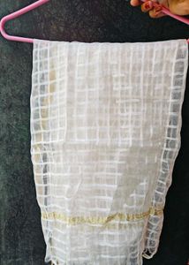 Aishwarya Rai Style White Dupatta(Beautiful Check)