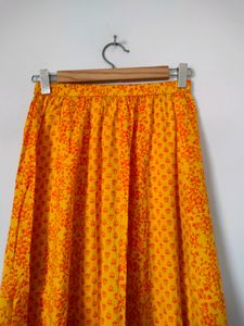 (Pink &amp; Blue)Gold Printed Skirt (Girl&#39;s)