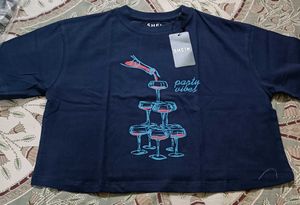 Stylish Shein 'Party Vibes' Tee, crop top