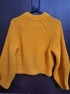 H&amp;M Orange Ribbed Crop Sweater