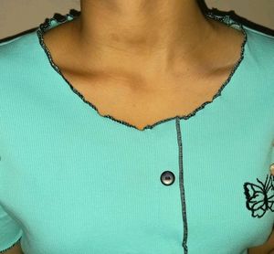 Butterfly Crop Top in Sky Blue Colour
