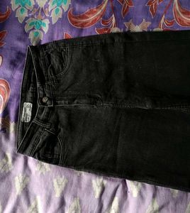 Wide Leg Black Washed Jeans