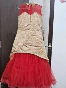 Elegant Red &amp; Gold Party Dress