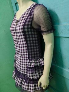 Purple Gingham Mini Dress