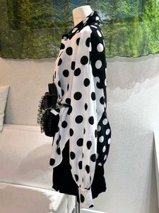 Polka Dot Two-Tone Blouse