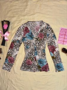🧋y2k leopard print floral top 🐆