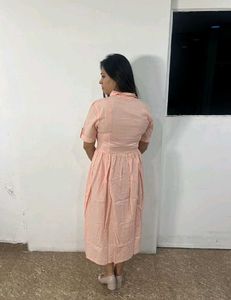 Peach Colour Midi Dress