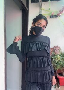 Elegant Black Ruffled Dress