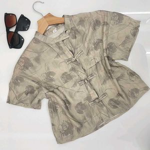 Floral Knot-Button Top
