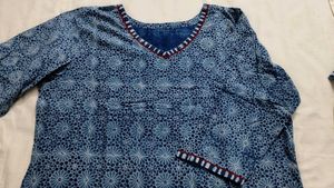 Navy Blue Dabbu Print - Kurta Salwar Set