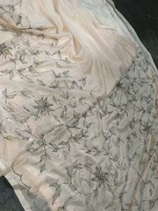 Cream Colour Embroidered Saree