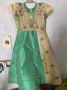 Creamy Greenish Long Frock
