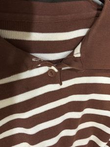 Striped Brown Knit Top