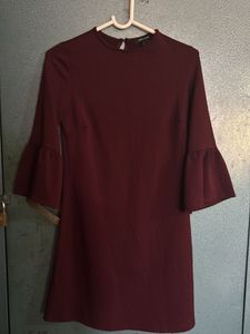 Burgundy Bell Sleeve Dress