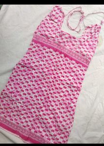 Pink Print hand stiched kurti