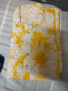 Yellow Tie-Dye Kurta - Unique Style With Pant