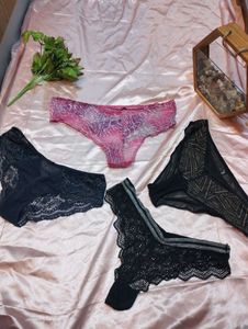 Lace & Print Panties Set