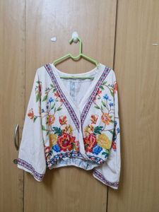 Floral Print Wrap Top