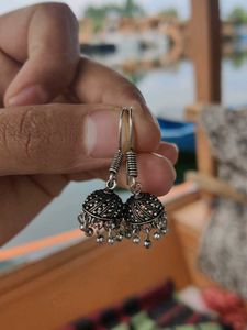 Silver Colour Jhumka Earrings