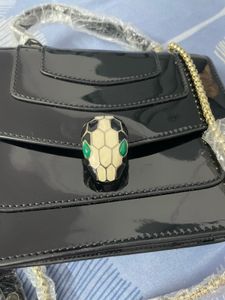 Black Patent Leather Snake Head Bag