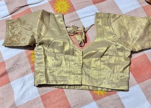 Golden Embellished Saree Blouse