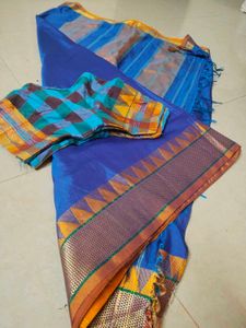 Blue Silk Saree with Blouse Piece