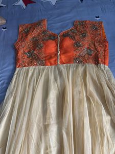 Embroidered Orange & Cream Gown