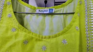 Aayna Women Solid Cotton Silk Anarkali Kurta