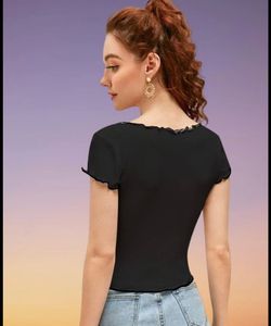 H&amp;M Ribbed Frill Top