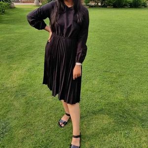 Black Pleated Midi Dress