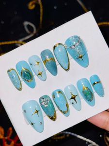 Blue Stargazer Press-On Nails