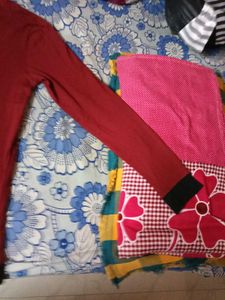 Red Colour T-shirt With Black Color