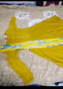 Yellow and pink frock  &amp; Dupatta